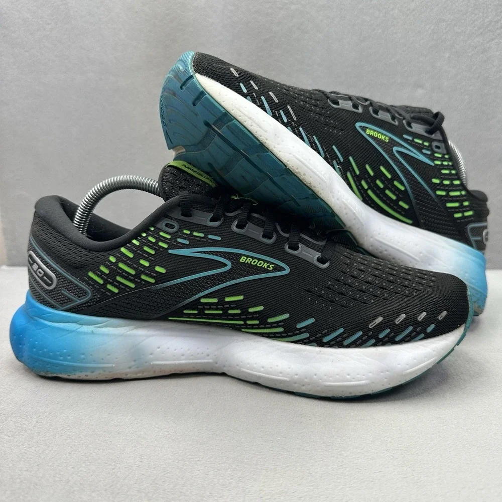 Mens Size 10 (D) Brooks Glycerin 20 Shoes Black / Green Athletic Running Sneaker